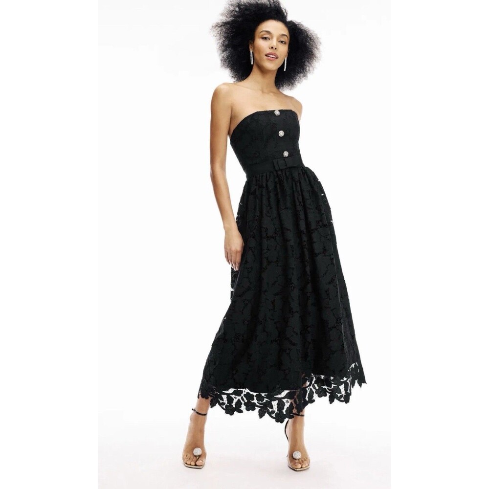 NISSA Corset Strapless Lace Dress Black Bow RS15670 Size 6